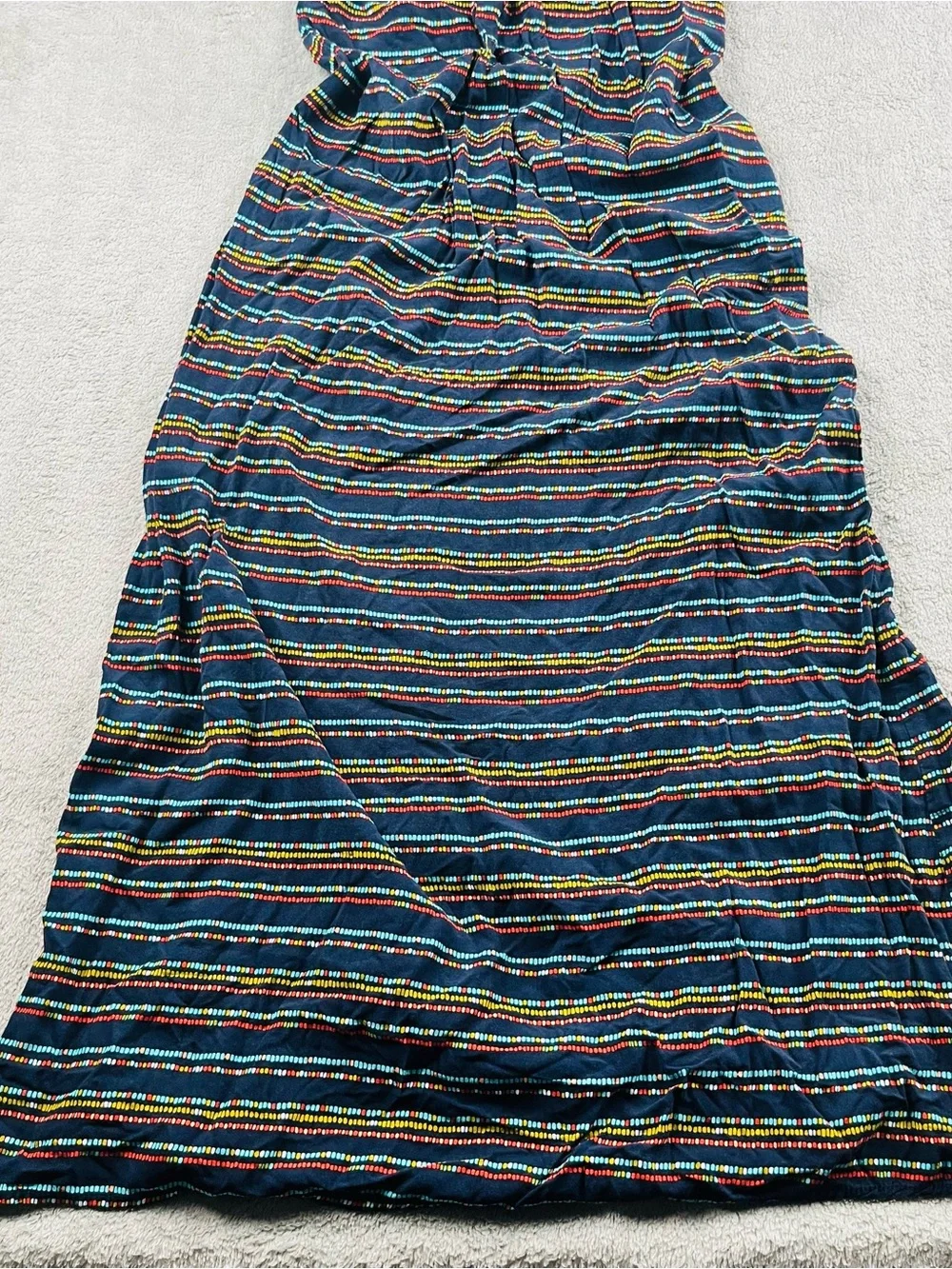 Merona Navy Striped Maxi Sundress with Multicolor Accents